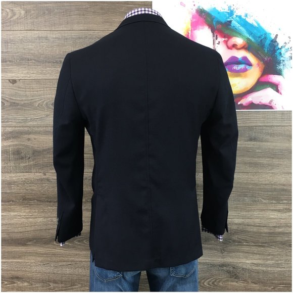 Egara Mens Blazer‎ Sport Coat Two Button Jacket Wool Size 42R Slim Casual Suits - Picture 6 of 13